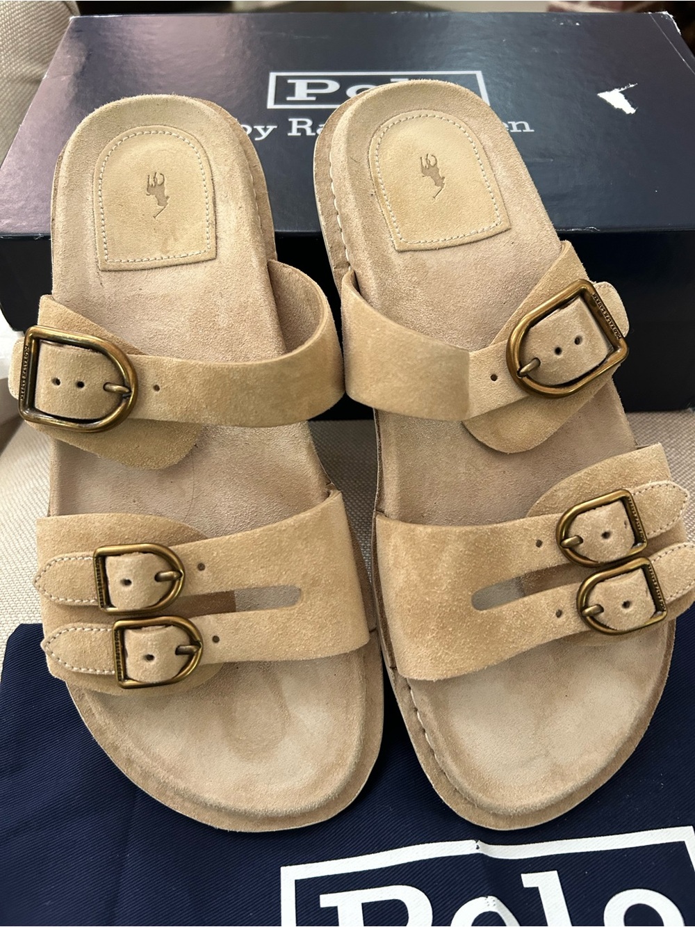 Ralph Lauren Ezra Calfskin Suede Sandal